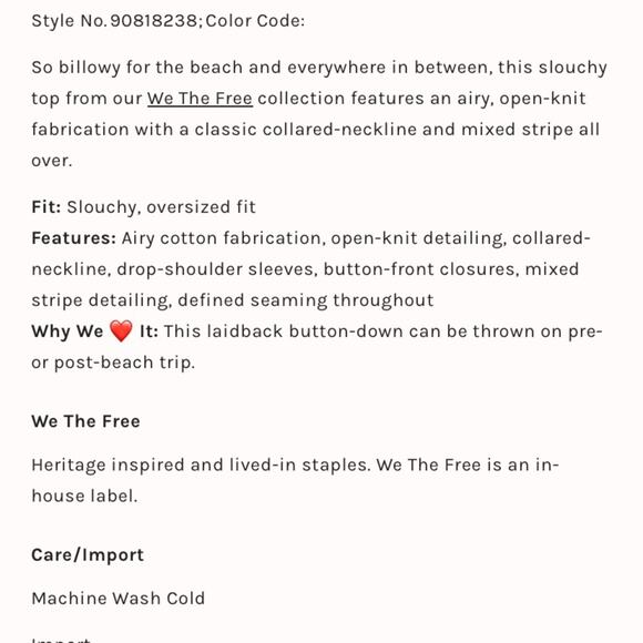 We The Free People Del Mar Cabana Shirt Green Tan Stripe NWOTs size large - Picture 13 of 13